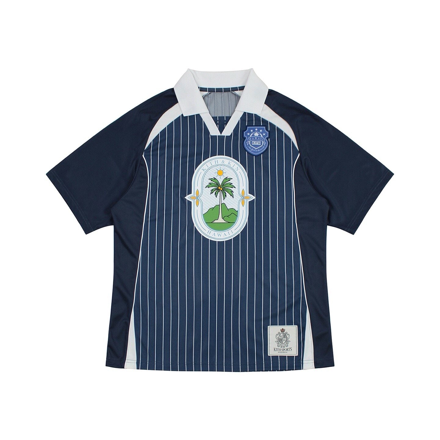 Original Kith City Collaboration Retro Street Casual Loose Unisex Lapel Short Sleeve Soccer Shirt Color-Blocked T-Shirt