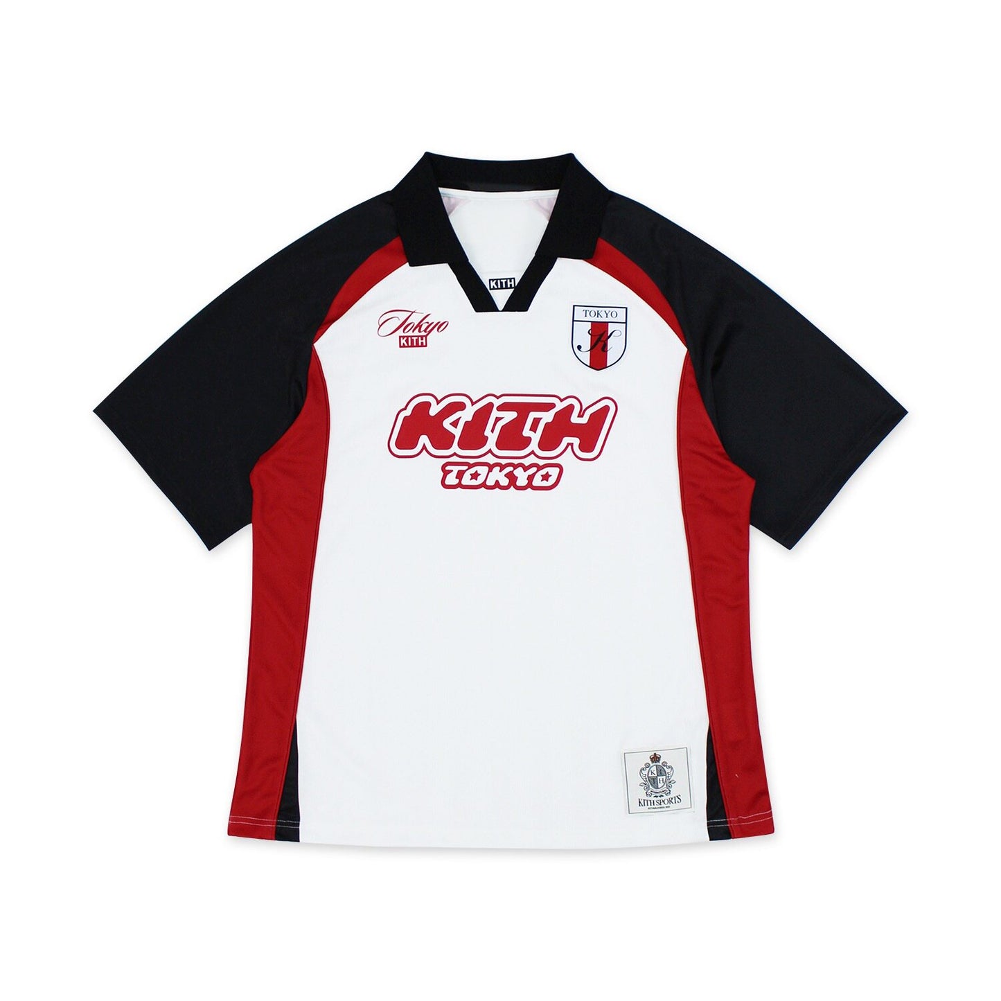 Original Kith City Collaboration Retro Street Casual Loose Unisex Lapel Short Sleeve Soccer Shirt Color-Blocked T-Shirt