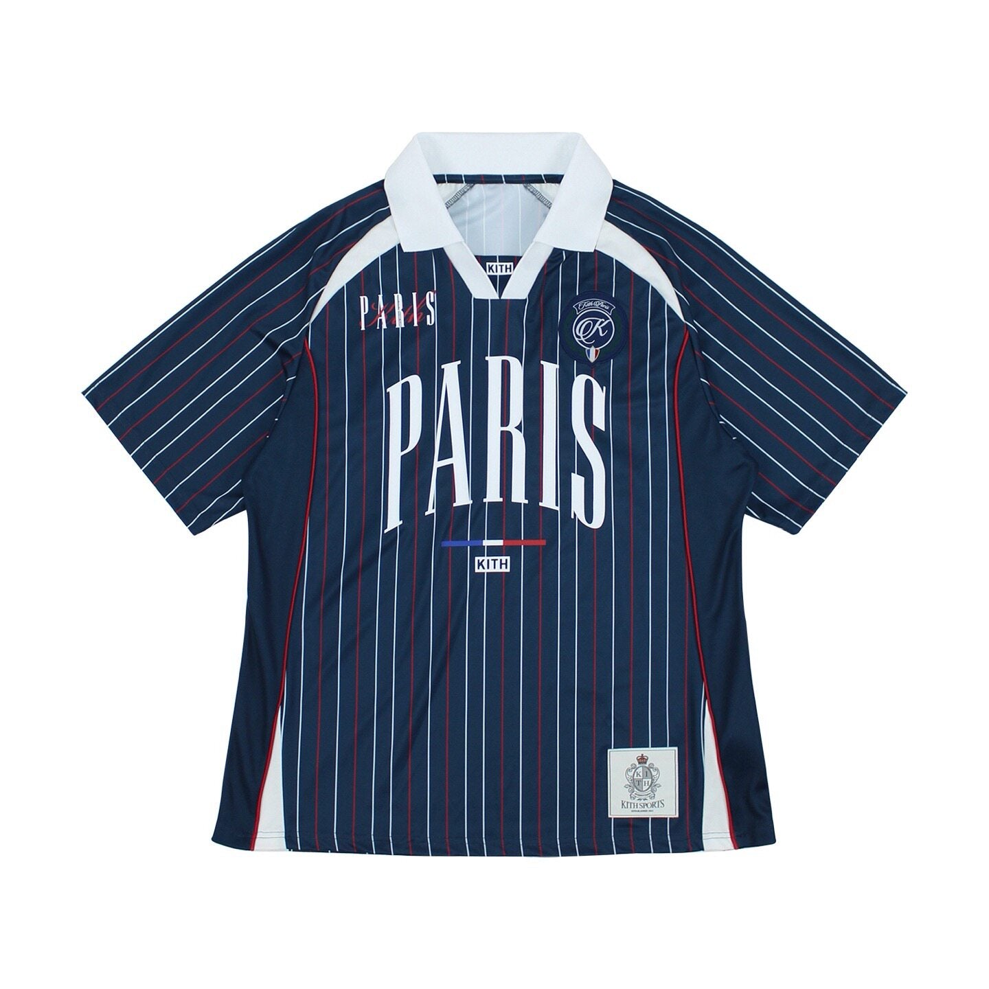 Original Kith City Collaboration Retro Street Casual Loose Unisex Lapel Short Sleeve Soccer Shirt Color-Blocked T-Shirt