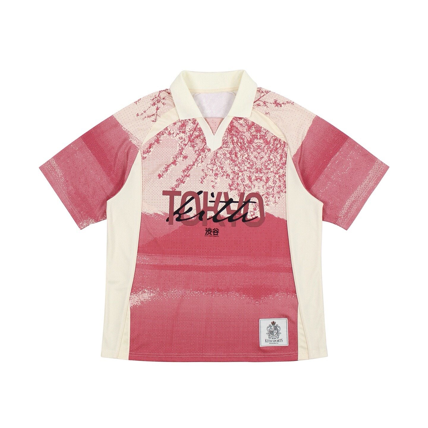 Original Kith City Collaboration Retro Street Casual Loose Unisex Lapel Short Sleeve Soccer Shirt Color-Blocked T-Shirt