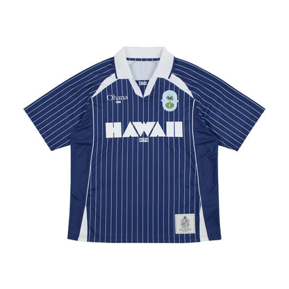 Original Kith City Collaboration Retro Street Casual Loose Unisex Lapel Short Sleeve Soccer Shirt Color-Blocked T-Shirt