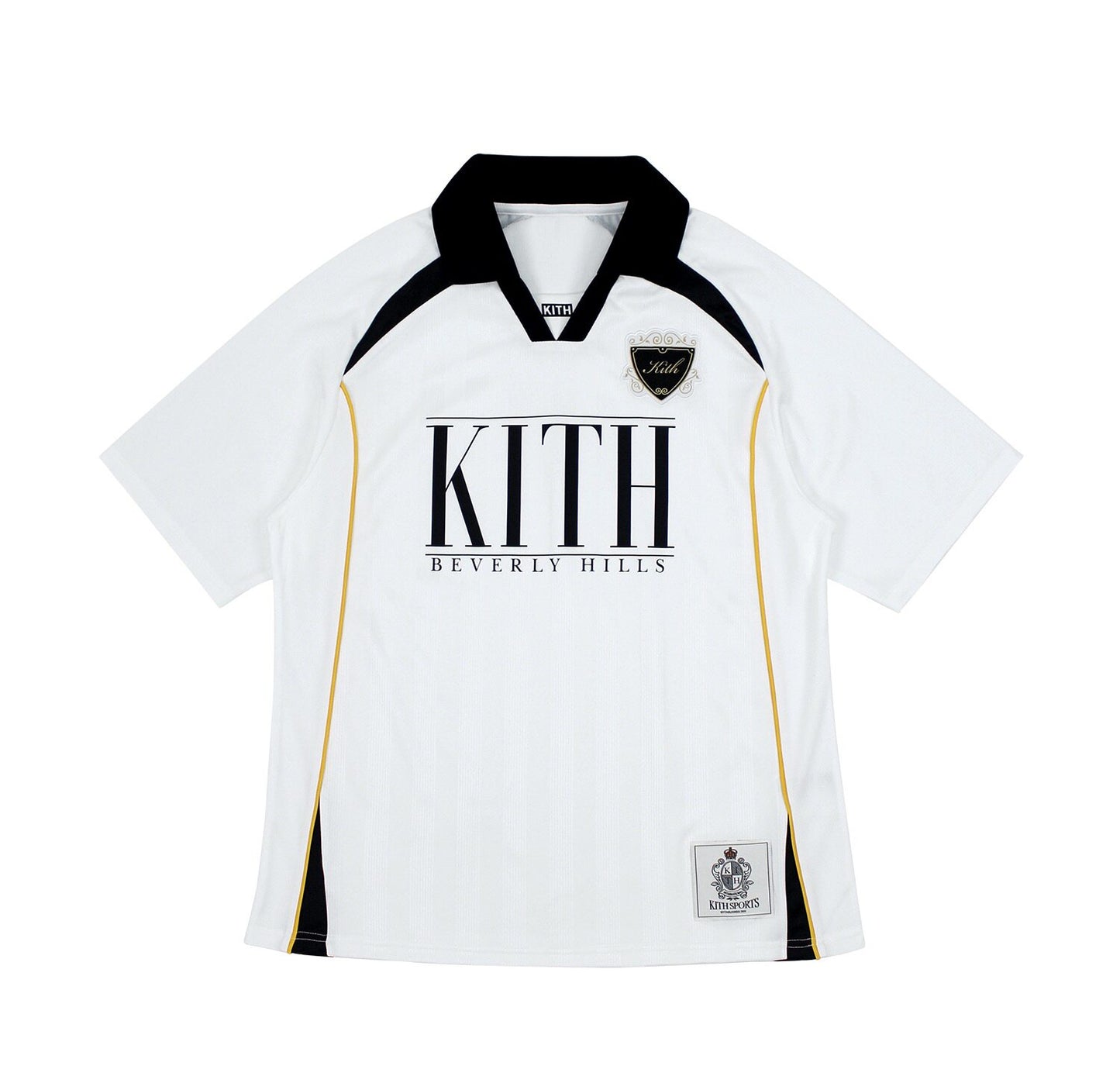 Original Kith City Collaboration Retro Street Casual Loose Unisex Lapel Short Sleeve Soccer Shirt Color-Blocked T-Shirt