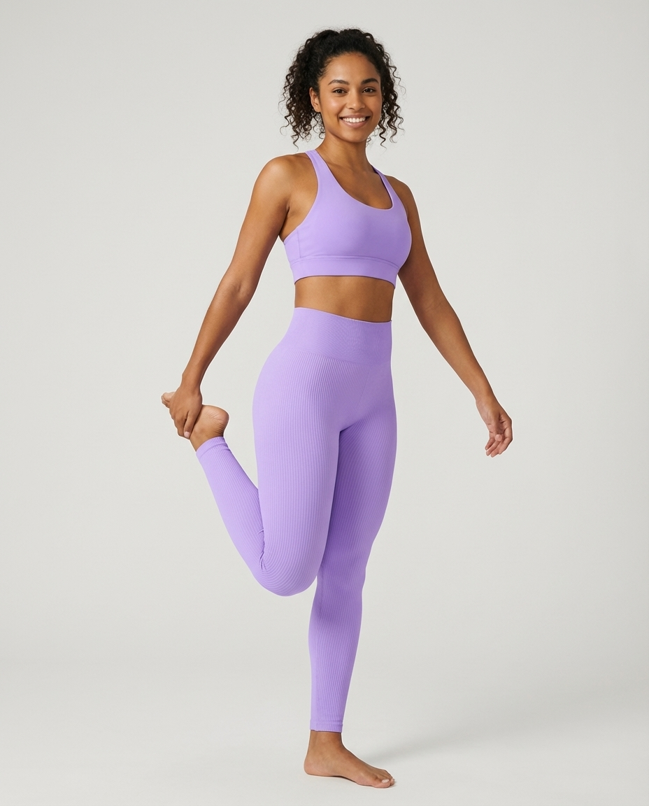 AIWICS Women's Ribbed Seamless Leggings High Waisted Yoga Pants