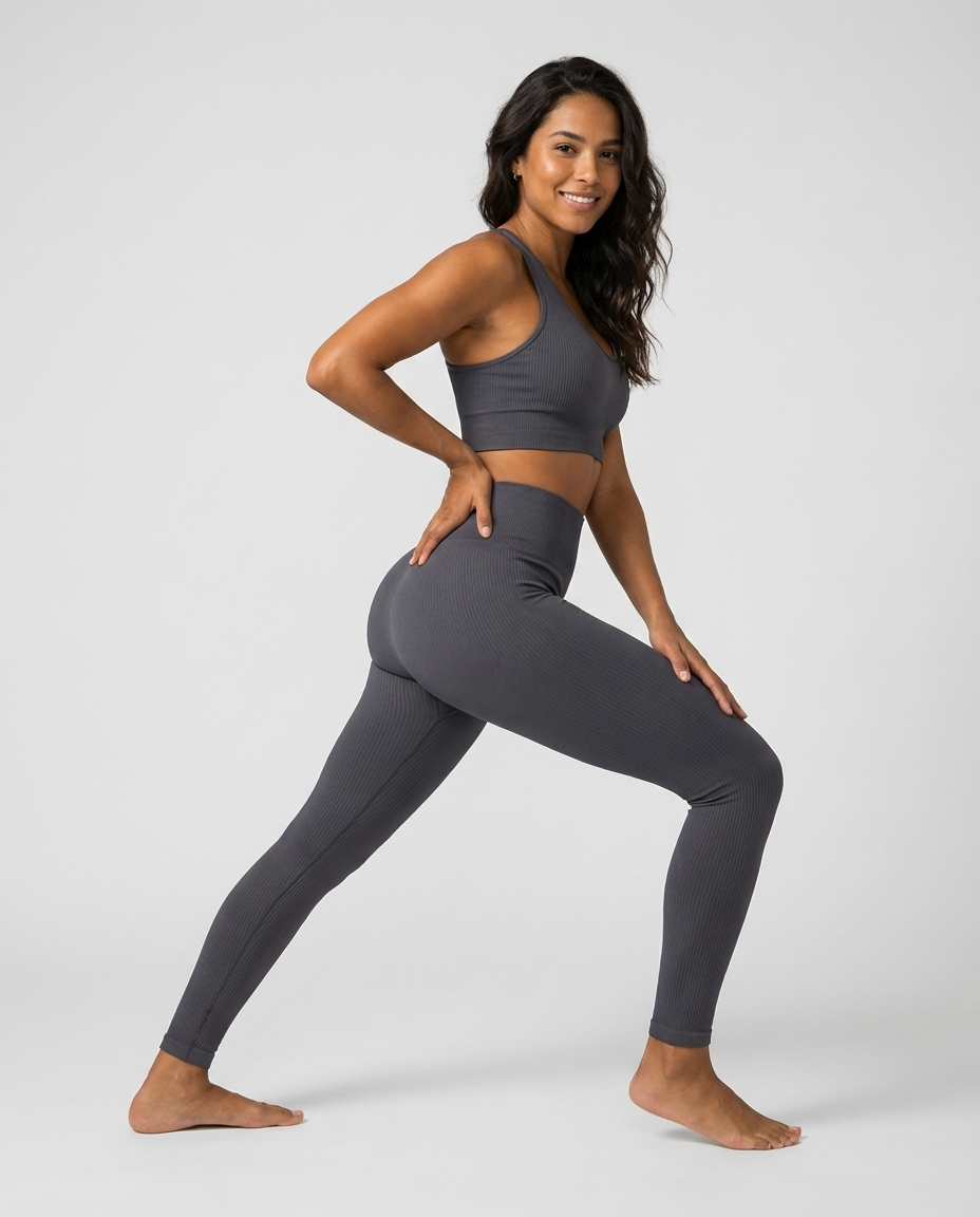 AIWICS Women's Ribbed Seamless Leggings High Waisted Yoga Pants