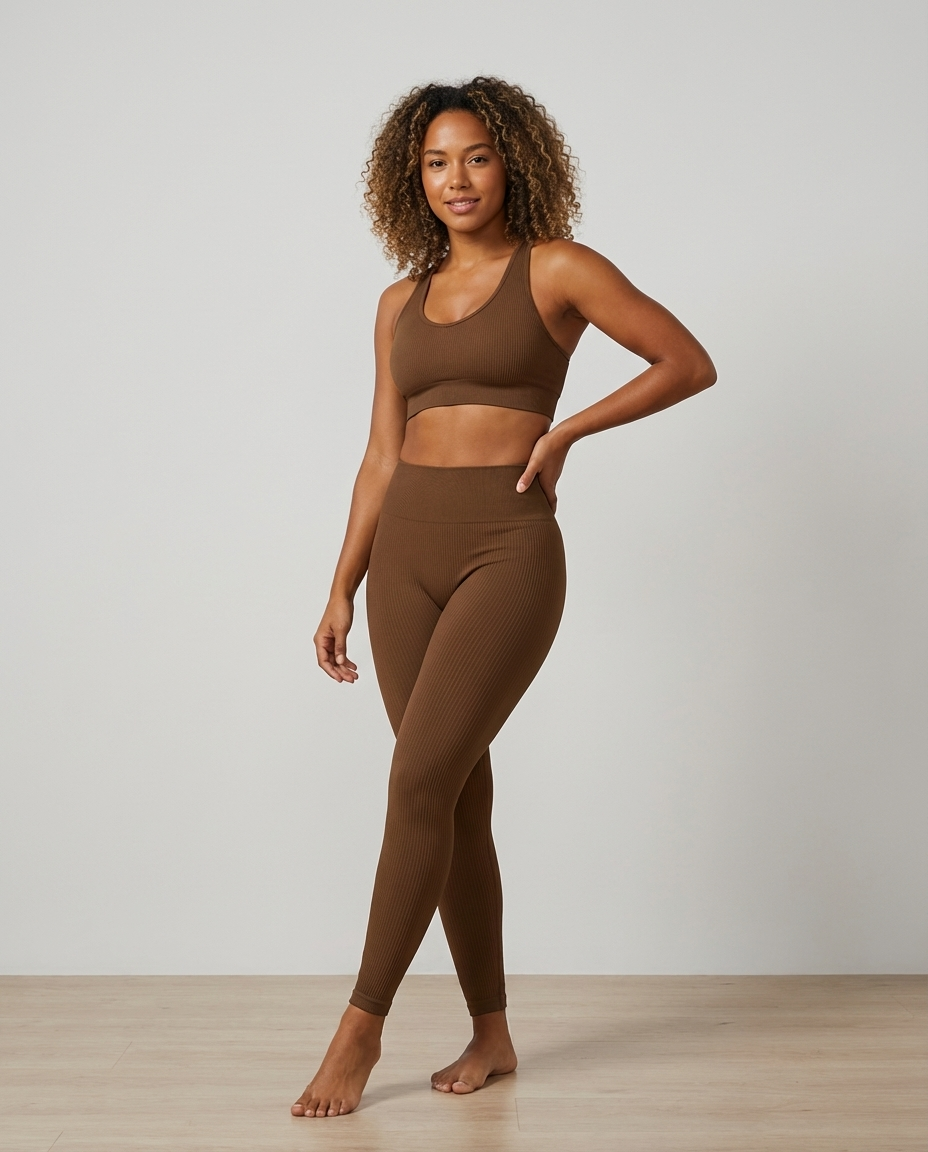 AIWICS Women's Ribbed Seamless Leggings High Waisted Yoga Pants